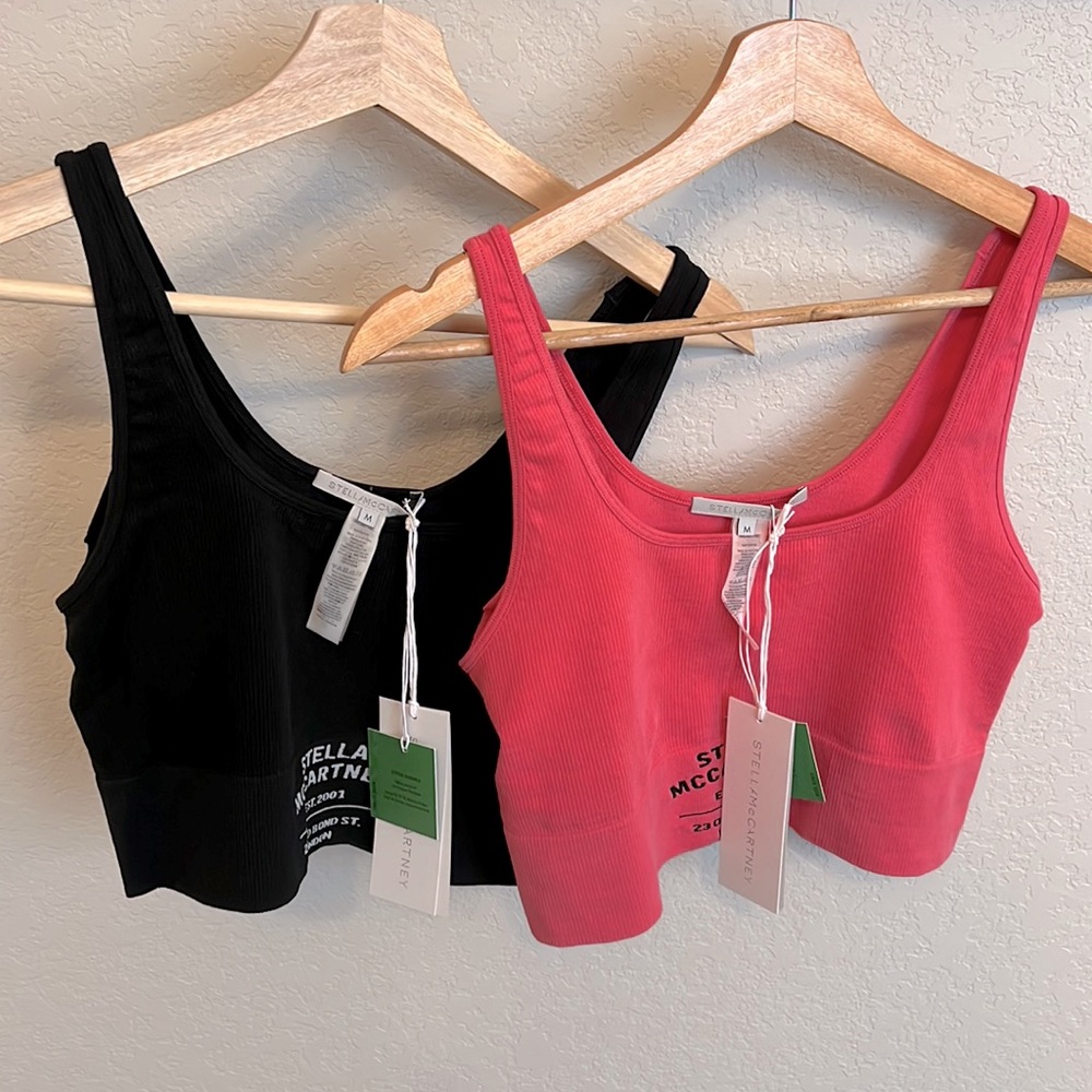 NWT! Authentic Stella McCartney logo rib knit cropped tank top